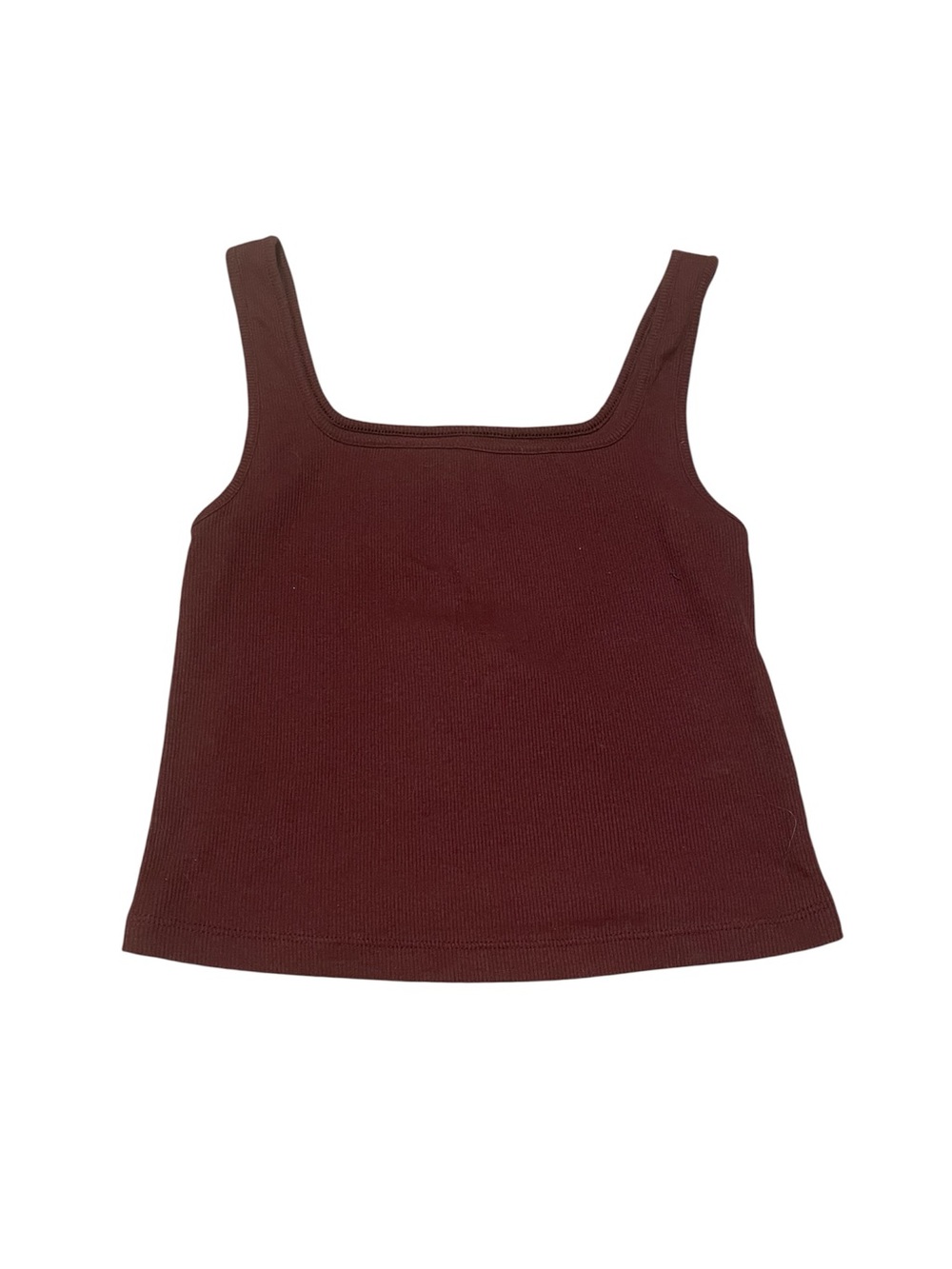 Classic Square-Neck Rib Tank Top - Burgundy